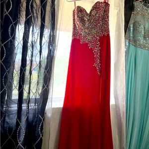 Red sequin and silk evening dress for special events